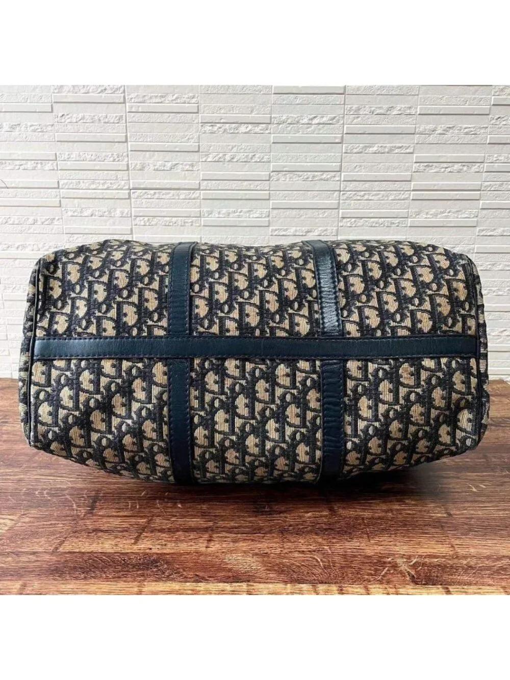 Dior Trotter Canvas Leather Boston Hand Bag All Over Pattern